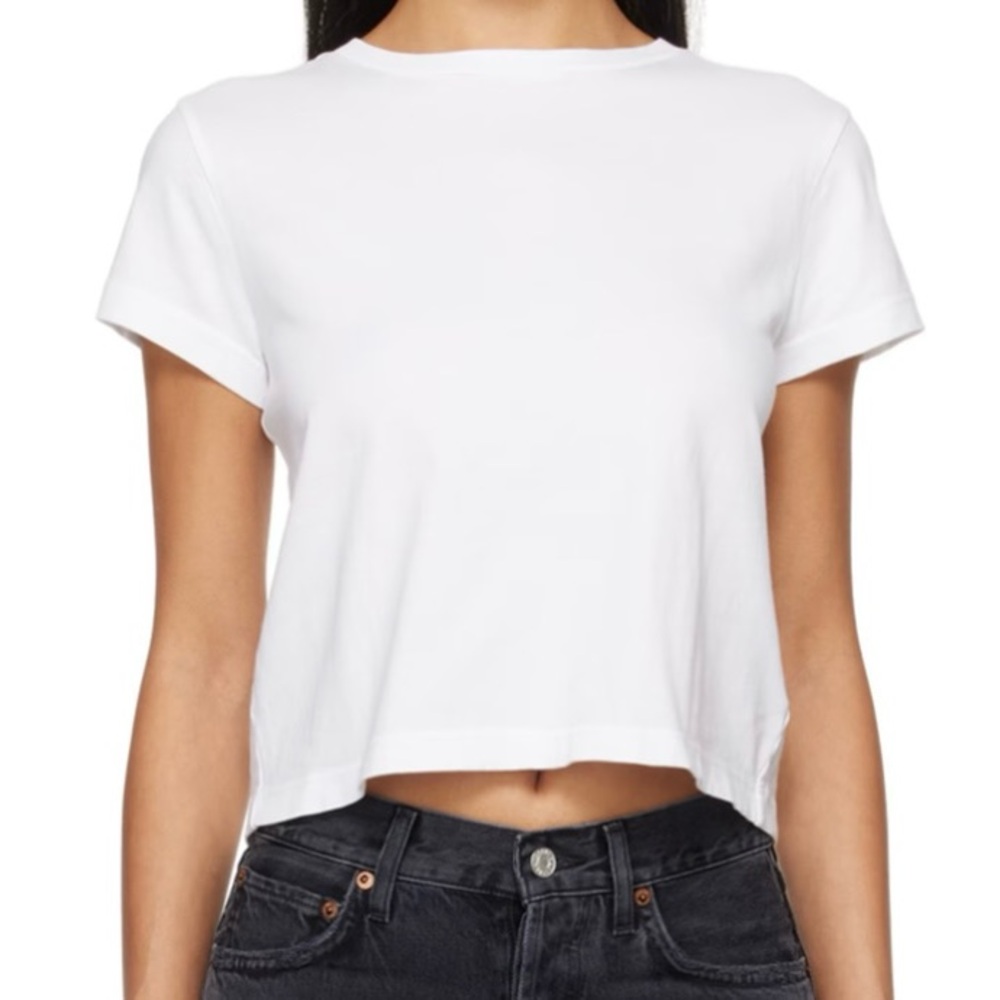Agolde- White Adine shrunken T-Shirt